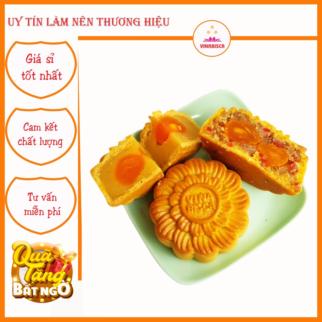Bánh trung thu nhân đậu đỏ trứng muối - Mẫu bánh nướng trung thu từ 200 gram - 400gr thêm trứng