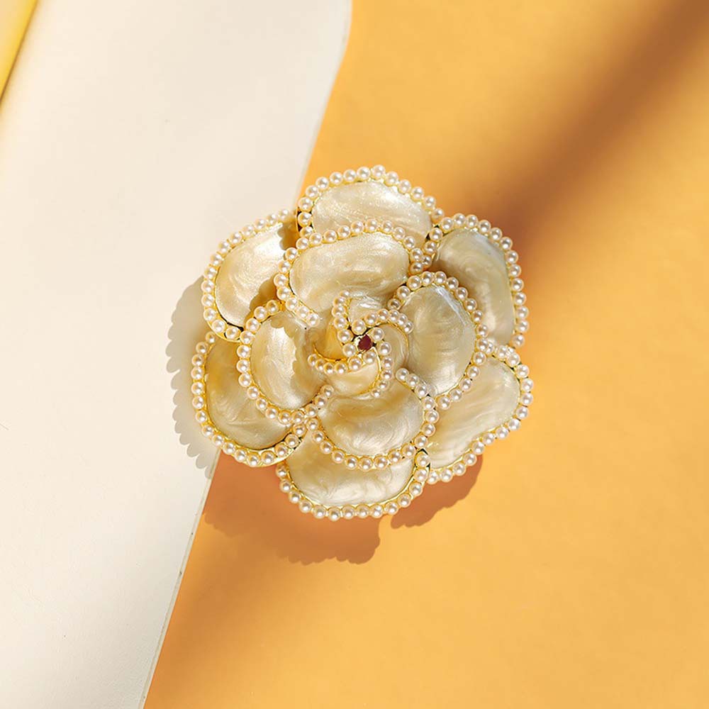 Ghim Cài Áo Hình Hoa Trà Đính Ngọc Trai Giả Thời Trang Cho Nữ