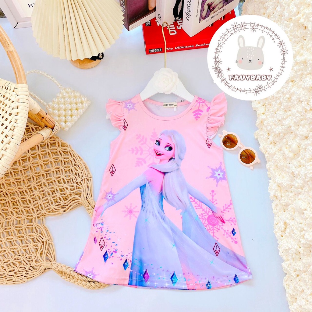 Váy Đầm MINKY MOM Chính Hãng Váy Xoè Bé Gái Thun 3D Hoạ Tiết Công Chúa Thỏ Con Bé 0 1 2 3 4 5 Tuổi - Favybaby