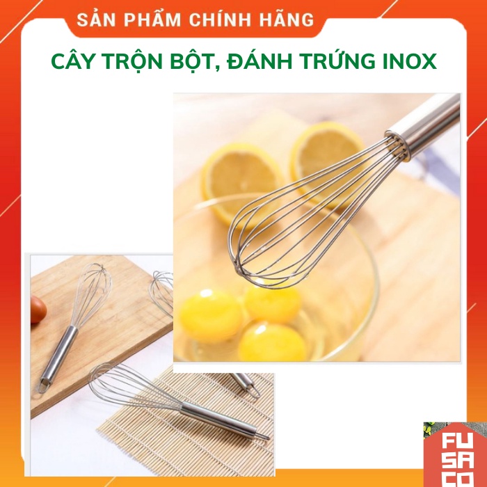 [Hàng mới vế] Dụng Cụ Đánh Trứng, cây Khuấy Bột Inox loại dày, chắc chắn