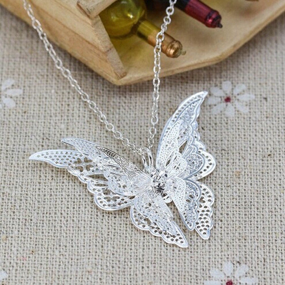 (Hot Sale) Vòng cổ Mạ BạC 925 HìNh BướM Xinh XắN
