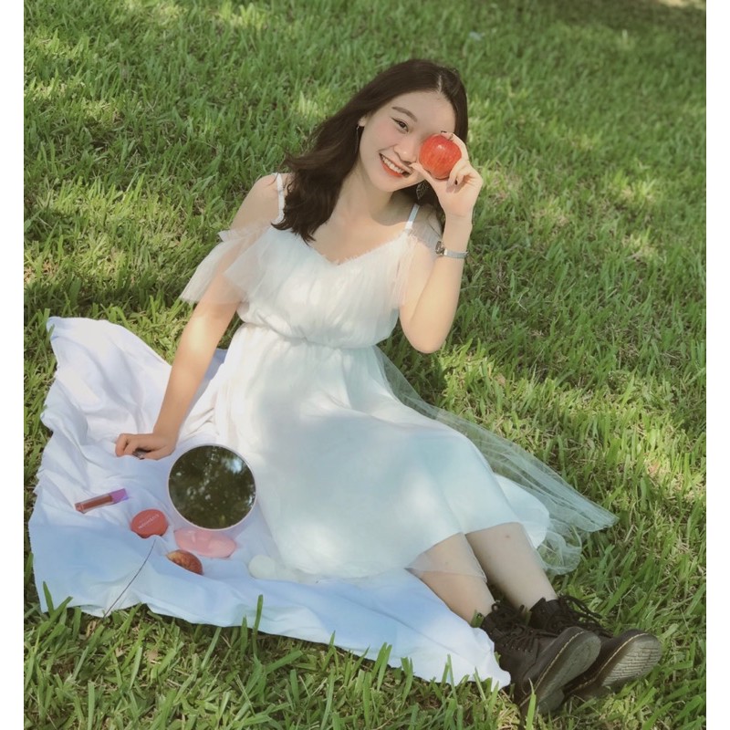 VÁY ĐI CHƠI - OFF-SHOULDER DRESS - VÁY TULLE HAI DÂY | BigBuy360 - bigbuy360.vn
