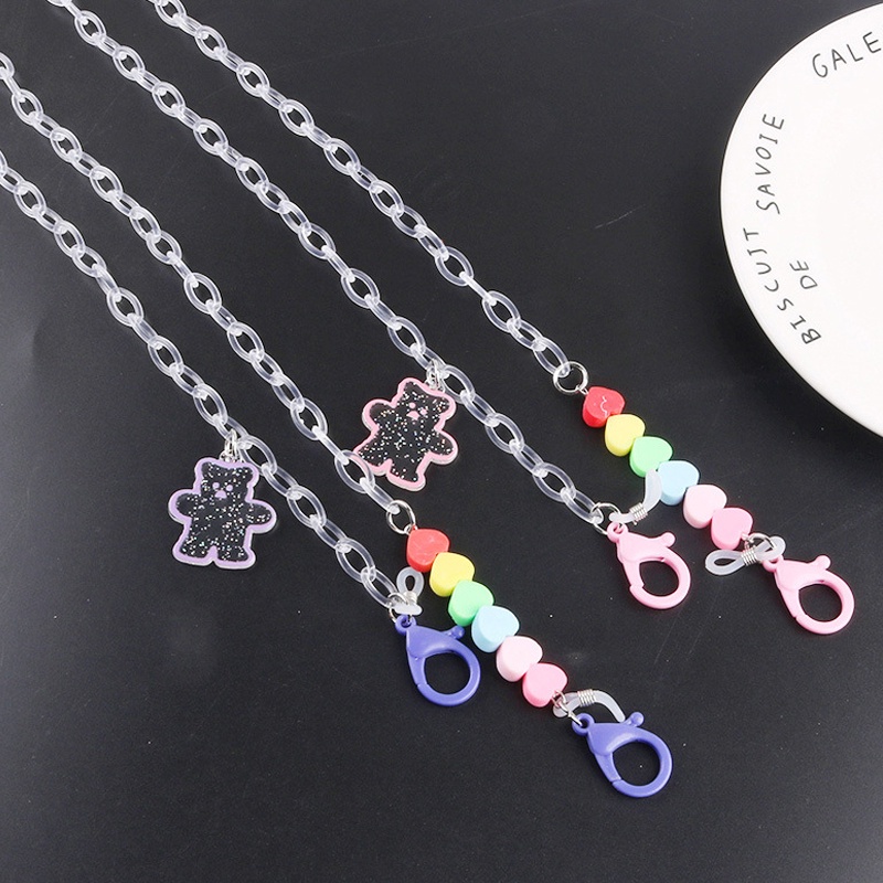 Dây đeo mắt kính đính hạt trong suốt chống thất lạc