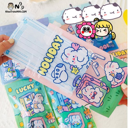 Túi đựng khẩu trang họa tiết thỏ hoạt hình dễ thương xinh xắn | BigBuy360 - bigbuy360.vn