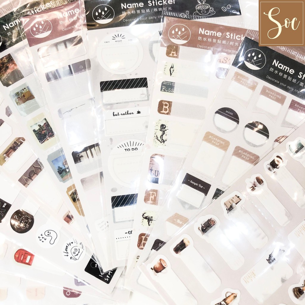 Sticker dán tên chống thấm nước dễ thương