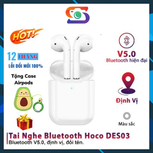 Tai Nghe Bluetooth Hoco DES03 Chính Hãng V5.0 Âm Thanh Siêu Hay, Định Vị, Đổi Tên - Bảo Hành 12 Tháng, Lỗi Đổi Mới 100% | BigBuy360 - bigbuy360.vn