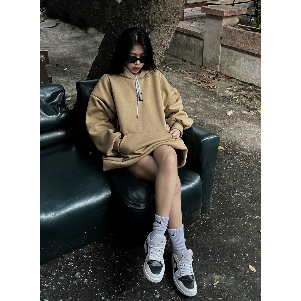 Áo Hoodie Nỉ Dạ Thêu Chữ L PEONYB Unisex [FREESHIP] Hoodies form rộng tay bồng chất dày kiểu dáng đường phố hàn quốc đẹp