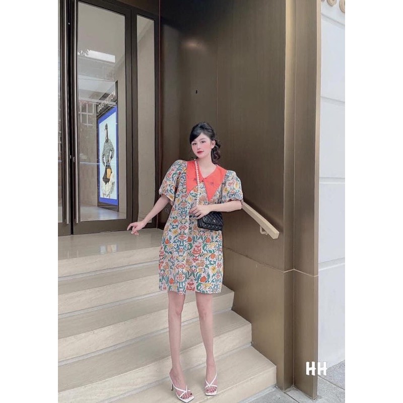 [Siêu Hot] Váy Hoa Phối Cổ Dáng Suông Tay Phồng, Đầm Hoa Nhí Tay Phồng Siêu Xinh (Có Ảnh Thật Kèm Video) | BigBuy360 - bigbuy360.vn
