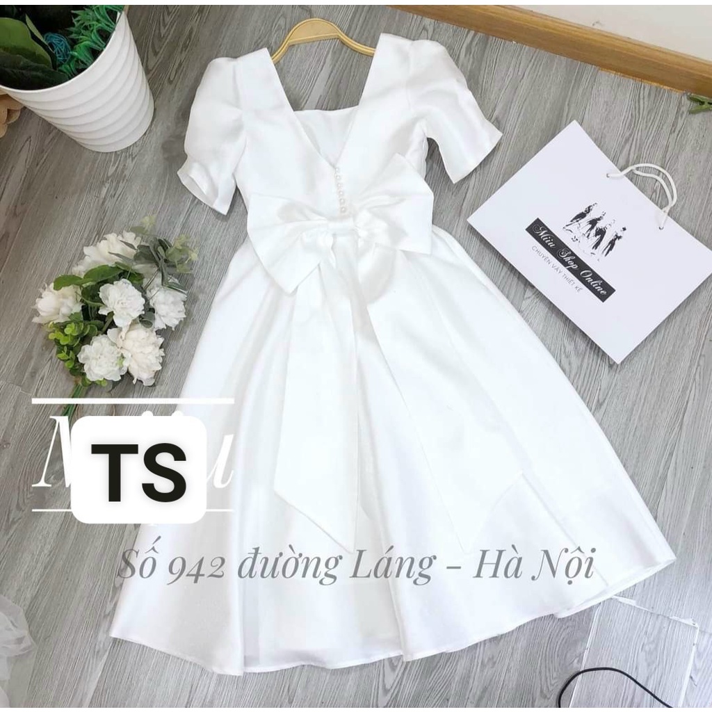 Váy thiết kế cao cấp. Váy thiết kế Tapta nơ lưng dáng xòe công chúa cực xinh - Puzaluxury | BigBuy360 - bigbuy360.vn