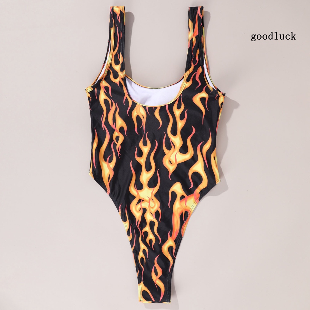 Bộ Đồ Bơi Bikini Họa Tiết Ngọn Lửa Nhiều Màu Sắc Gợi Cảm Cho Nữ