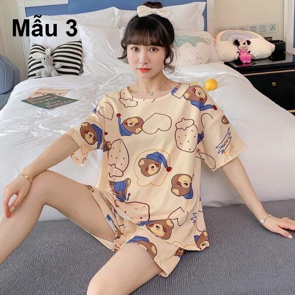 [FREESHIP ĐƠN TỪ 50K] Bộ đùi cổ tròn cute hoạt hinh in kín Basic Cotton Oversize