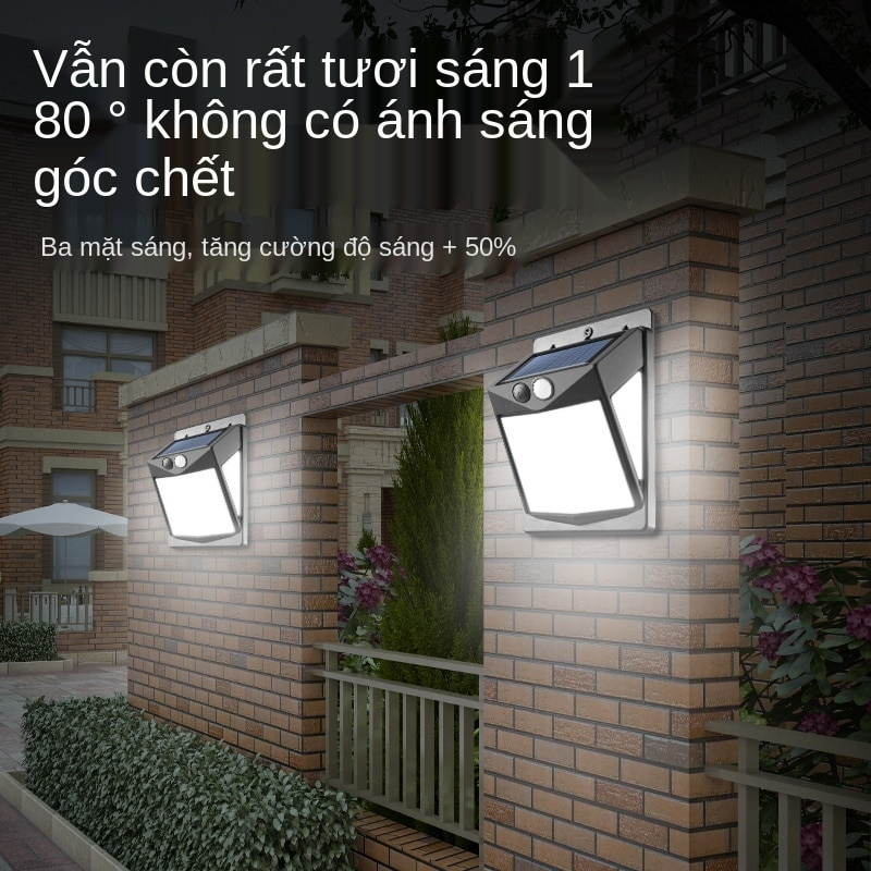 Đèn ngoài trời sân vườn năng lượng mặt trời đèn đường cảm ứng cơ thể người đèn chiếu sáng ngoài trời chống thấm nhà trong nhà đèn tường LED siêu sáng
