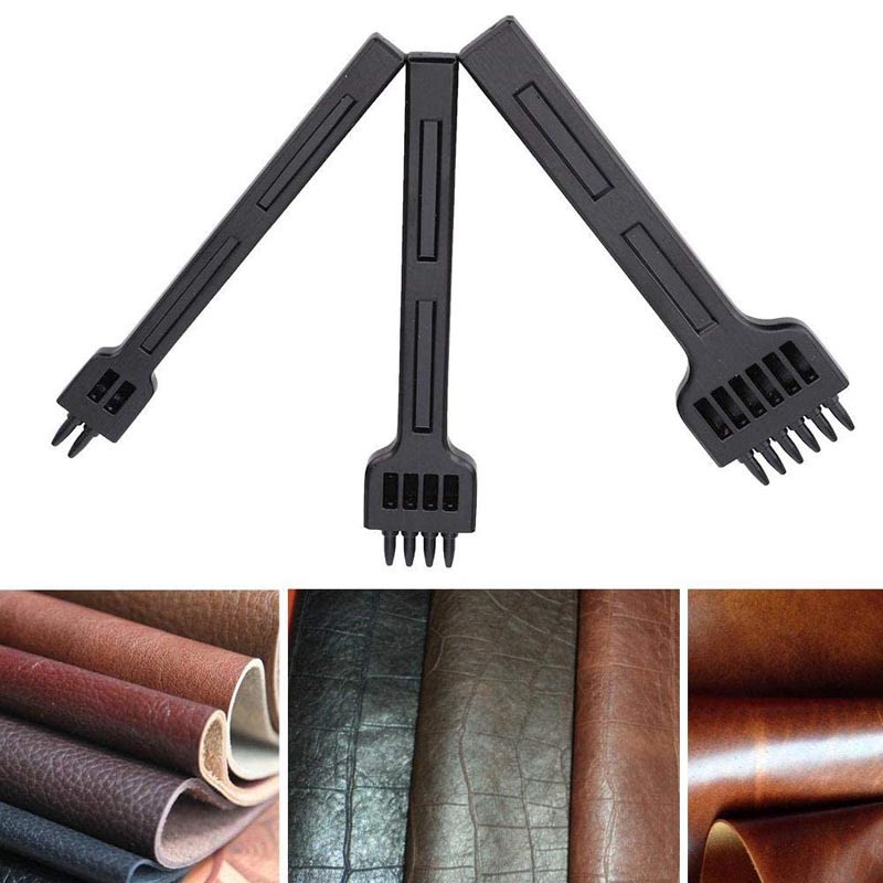 Đục da lỗ khâu đồ da làm đồ da dụng cụ Công cụ thủ công bằng da mới Viền Khâu lỗ Đục lỗ Đen Tự làm Bền Di động 2/4/6 Ngạnh