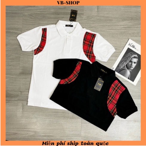 Áo thun nam ngắn tay cổ polo in viền caro đỏ sang trọng vải cotton 100% mềm mịn co giãn form regular VBSHO0012