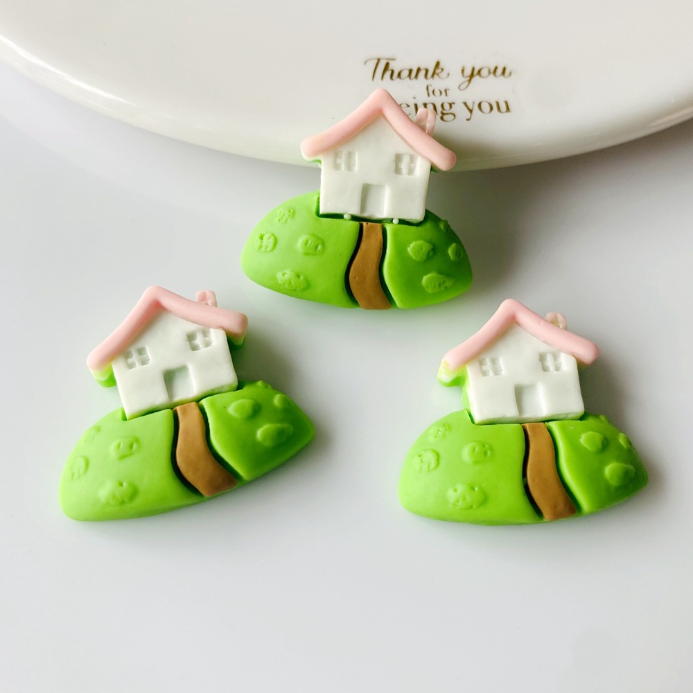 Bộ 10 Miếng Dán Trang Trí Cốc Nước/Điện Thoại Hình Nhà Nấm Bằng Resin Độc Đáo DIY