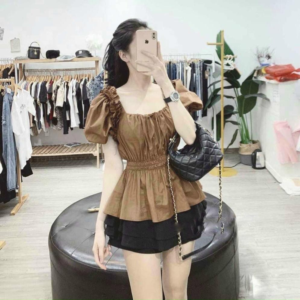 [ Kèm video sp + Ảnh ] Áo kiểu tay bồng  nữ bo eo hàng loại 1