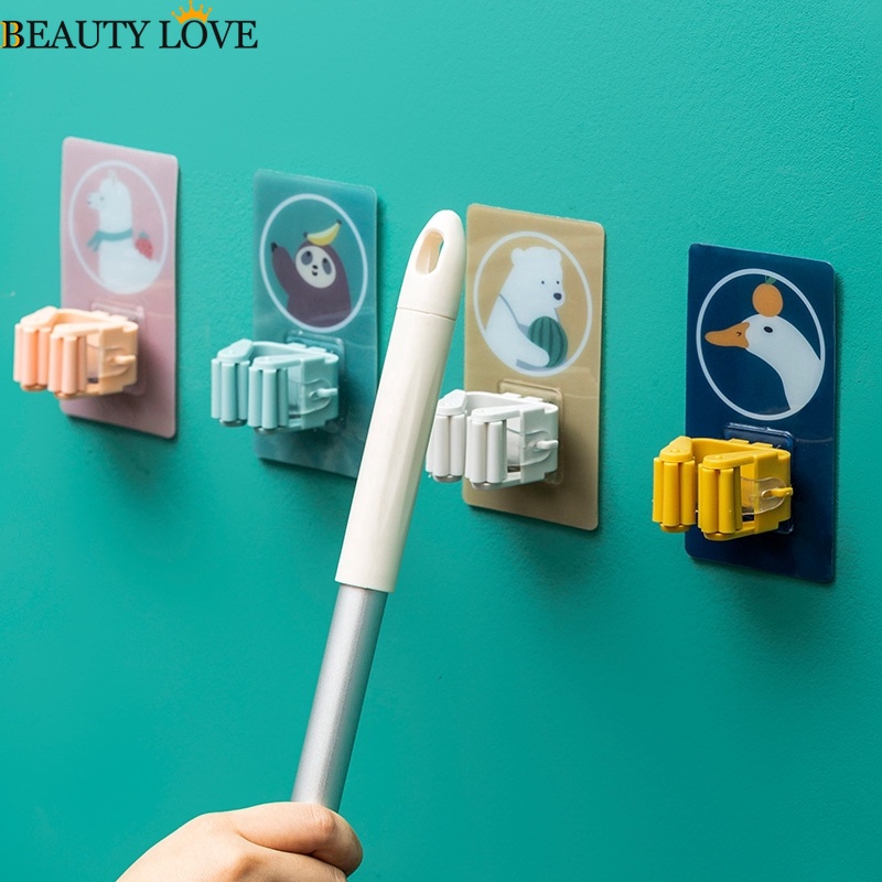 [Mới] Giá Đỡ Cây Lau Nhà / Móc Treo Cây Lau Nhà Gắn Tường Không Đục Lỗ Mạnh Mẽ Hoạt Hình Dễ Thương / Chổi Lau Nhà