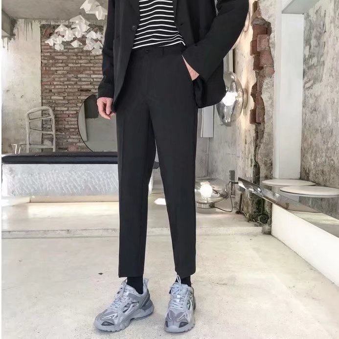 Quần Tây Ống Đứng Dáng Rộng Màu Trơn Thời Trang Hàn Quốc Chất Lượng Cao Size M-3XL Cho Nam