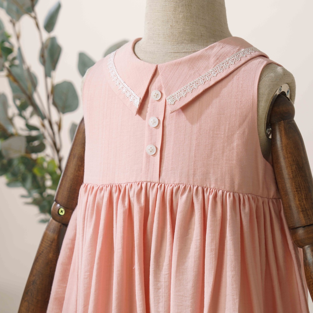 Váy Bé Gái Thiết Kế Lottie Màu Hồng Viền Ren BEBAE KIDSWEAR