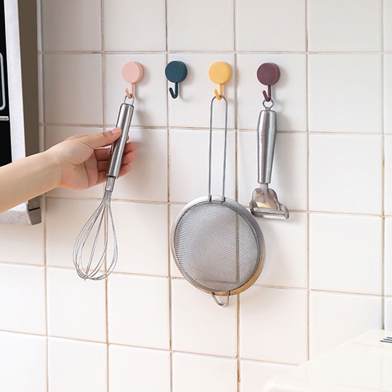 Móc nhựa tròn dán tường treo đồ vật - Gía treo trang trí decor nhà cửa tiện lợi nhiều màu sắc VS STORE