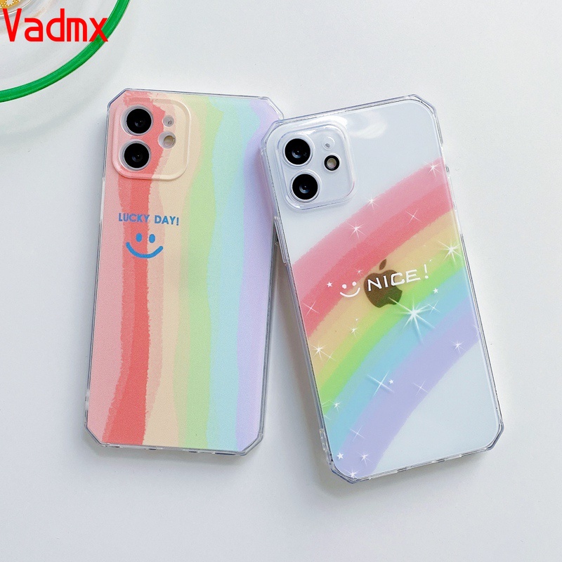 Ốp điện thoại TPU mềm trong suốt chống sốc in hình cầu vồng cho Samsung Galaxy S21 S20 Ultra Plus FE Note 20 Ultra 10 S10 Lite Plus