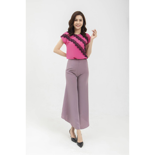 Áo sơ mi hồng ren chéo Elise