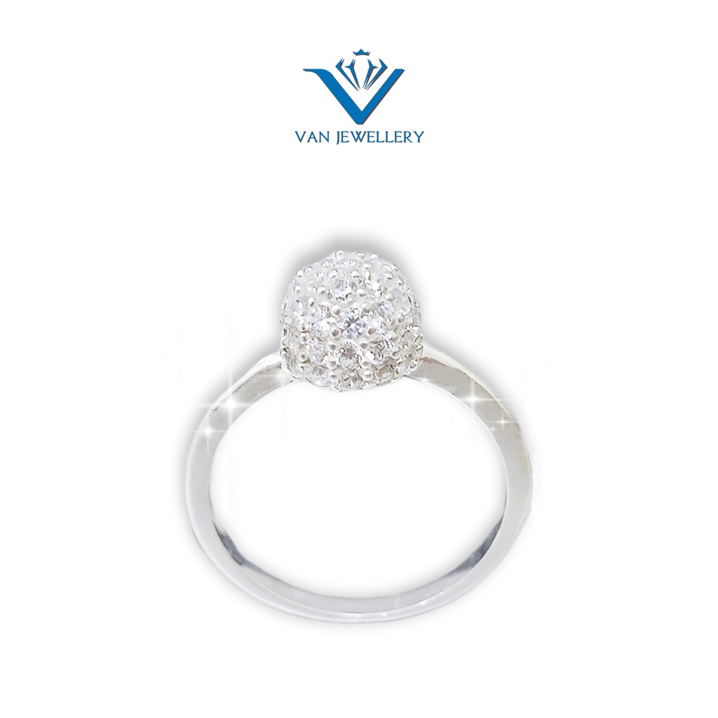 Nhẫn bạc Nhẫn cầu đính đá nhỏ bạc ta cho bé Van Jewelry V10643
