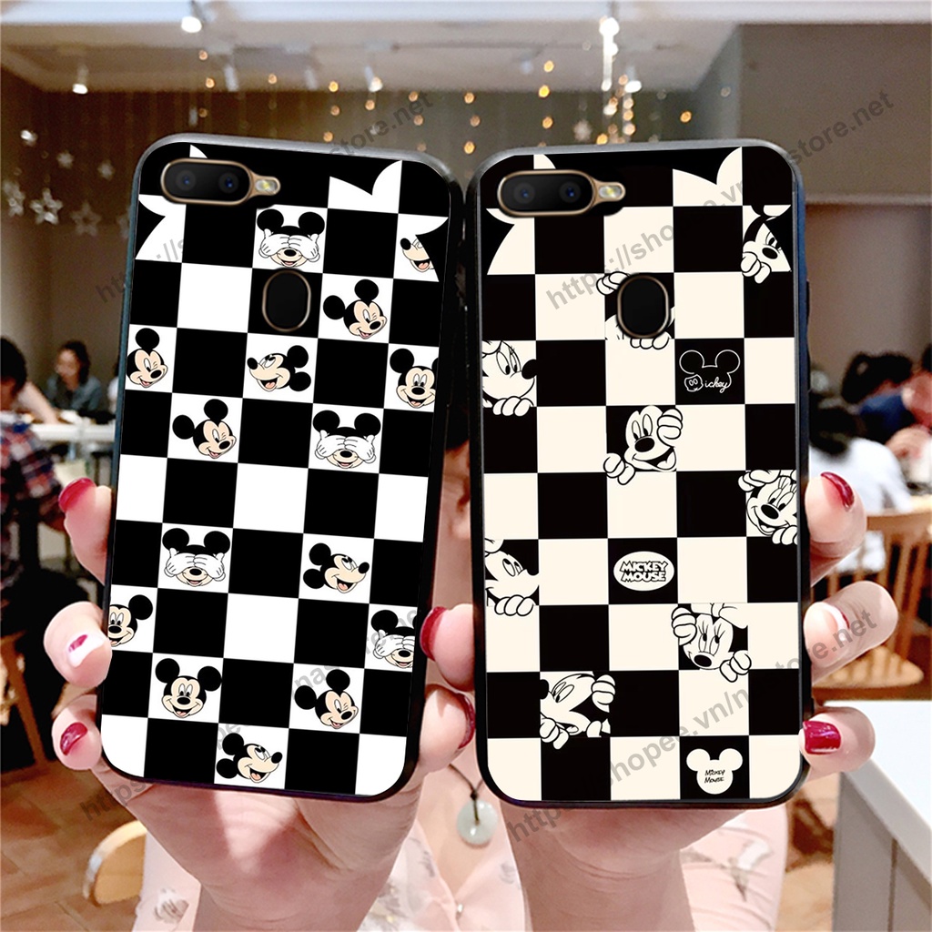 Ốp lưng Oppo A5s / A7 / F9 / A12 / Realme 2 Pro trái tim họa tiết caro, mikey họa tiết beabrick kaws cute