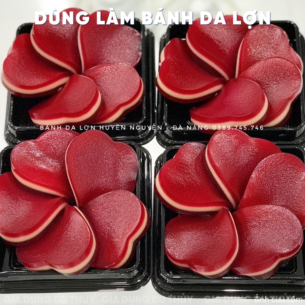 Khuôn làm bánh flan hình tim, khuôn làm bánh da lợn hình tim có nắp đậy dung tích 90 ml nhựa PP chính phẩm chịu nhiệt