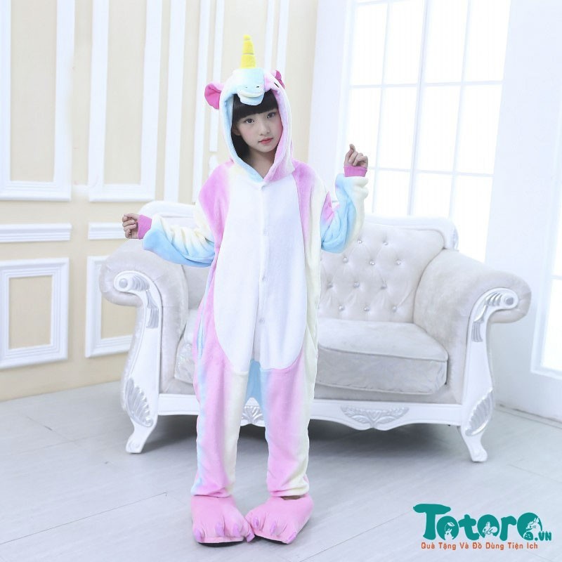 Bộ đồ liền thân hình thú trẻ em - Unicorn Cầu vồng Tím