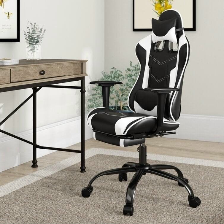 GHẾ GAMING 6188 GIÁ RẺ XOAY 360 ĐỘ, NGÃ LƯNG CÓ GỐI, CÓ GÁC CHÂN