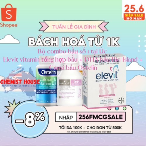 Combo Vitamin cho Mẹ Bầu (Elevit + DHA + Canxi)