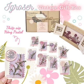 [Handmade] ⚡ Thiệp giấy Kraft handmade 02 - Trang trí hoa khô phong cách Retro
