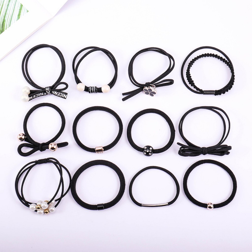 Bộ 12 thun cột tóc Hàn Quốc dễ thương