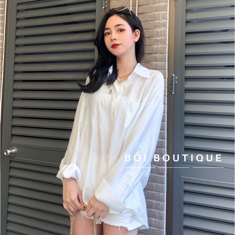 [100% GIỐNG ẢNH] Áo sơ mi cổ bẻ tay dài đơn giản thời trang hè