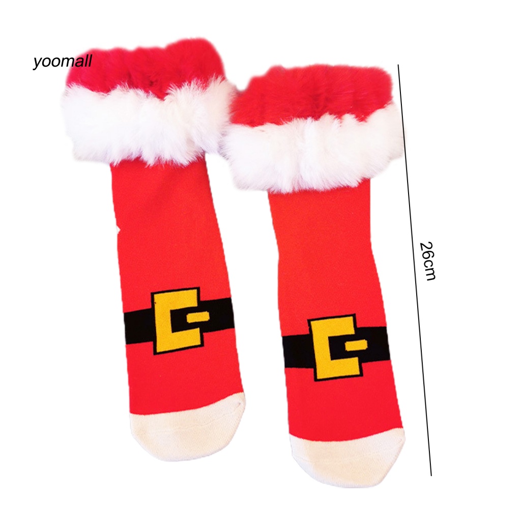 Set 1 Đôi Tất Đỏ Hoạ Tiết Xinh Xắn Cho Mùa Đông