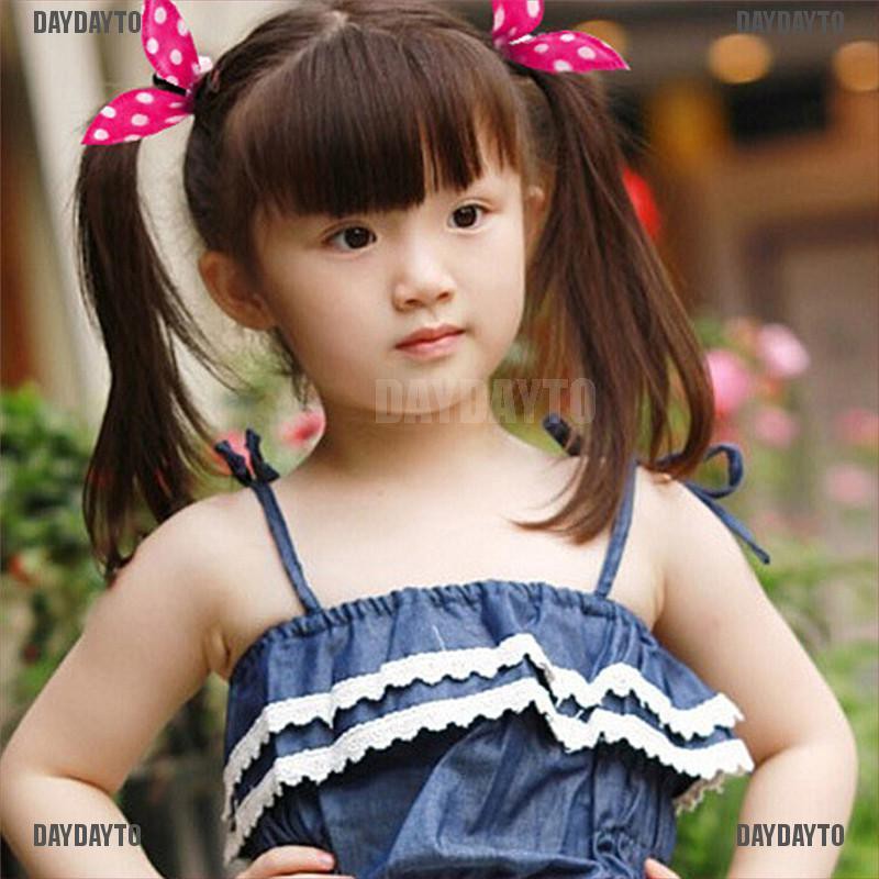 Bộ 20 Dây Cột Tóc Tai Thỏ Họa Tiết Chấm Bi Xinh Xắn Giá Đỡ