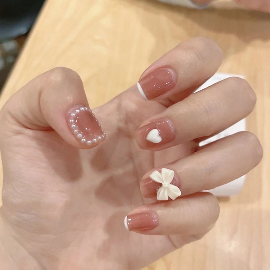 Bộ 24 Móng Tay Giả Đầu Tròn/Vuông/Vuông Có Thể Tháo Rời Được Bảo Vệ Toàn Diện