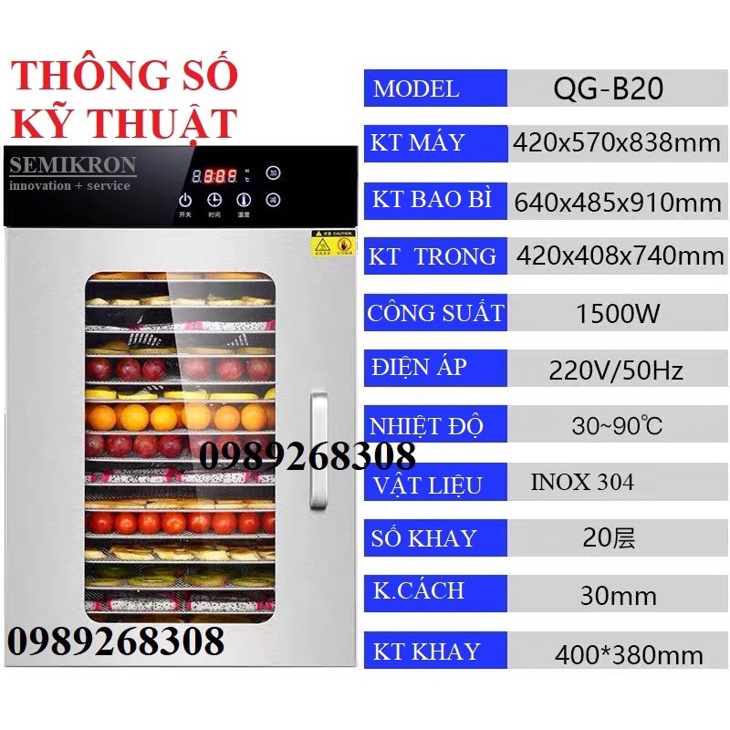 Máy sấy thực phẩm công nghiệp TaKai Pro 20 khay sấy - công nghệ Nhật Bản - BH 1 năm - cam kết chính hãng