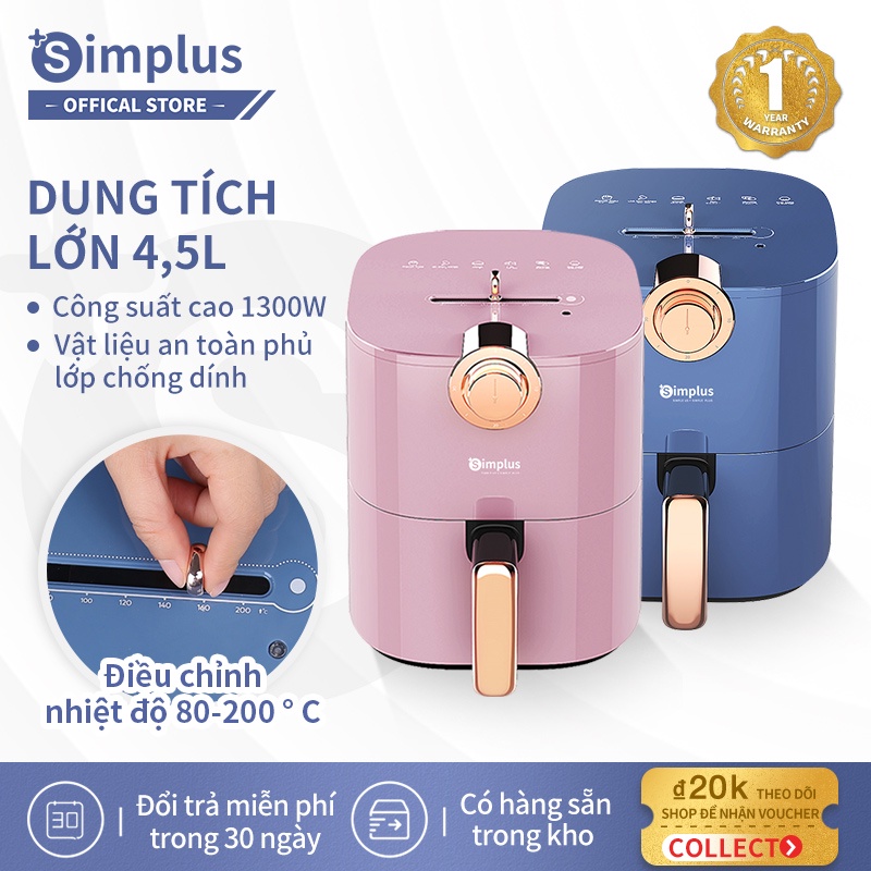 [Mã BMBAU300 giảm 10% đơn 499K] Nồi chiên không dầu dùng cho gia đình đa chức năng Simplus. Nồi chiên điện thông minh