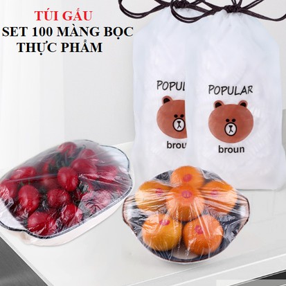 Set 100 Màng Bọc Thực Phẩm Bo Chun Túi Gấu