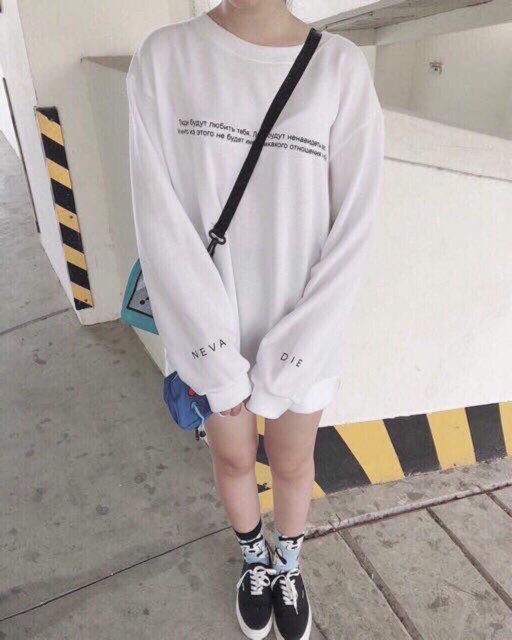 ÁO THU ĐÔNG IN CHỮ TAY PHỒNG-dáng unisex chất da cá màu hồng-trắng | BigBuy360 - bigbuy360.vn