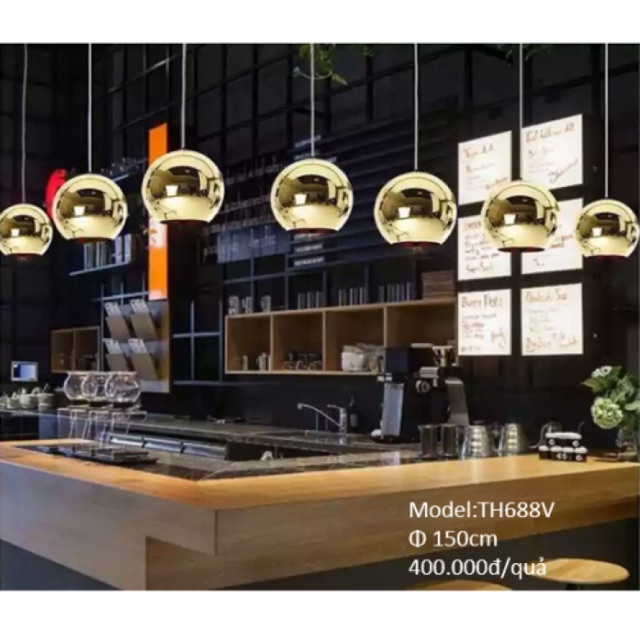 Đèn thả thủy tinh màu vang 150mm/200mm/250mm/300mm