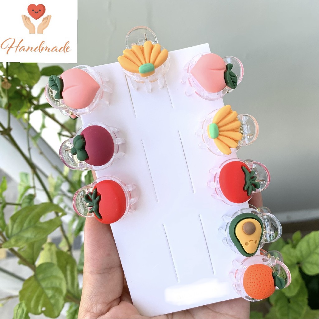 Kẹp tóc mini phong cách Hàn Quốc trái cây, hoa cúc