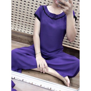 SET LỤA GẪY QUẦN LỮNG ỐNG RỘNG