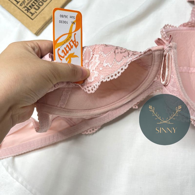Áo lót nữ bigsize, áo ngực ren hoàn toàn không mút, có gọng, nội y cup B Thái Lan Anny 10030, Sinny