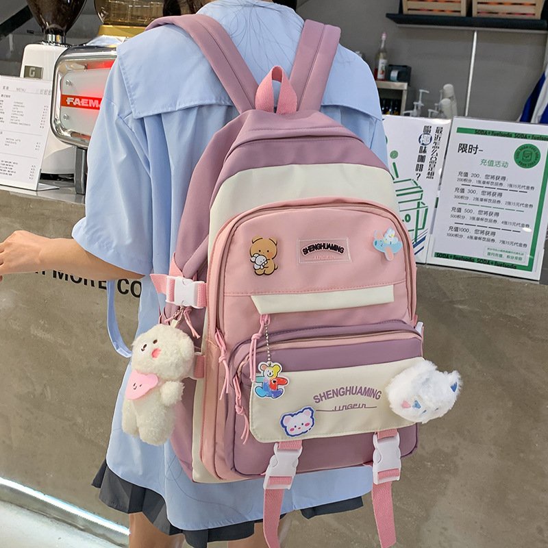Balo ulzzang đi học học sinh, sinh viên Hàn Quốc cao cấp chống nước tặng kèm móc gấu MH281