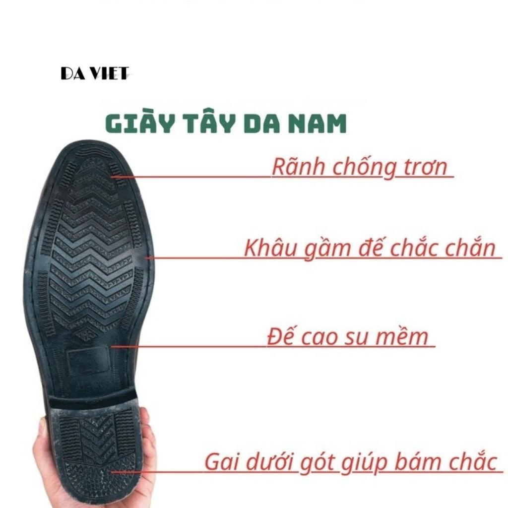 Giày nam trung niên bộ đội DAVIET,giầy công sở da bò nguyên tấm đế cao su có khâu đế(Kèm Phiều Bảo Hành Da)