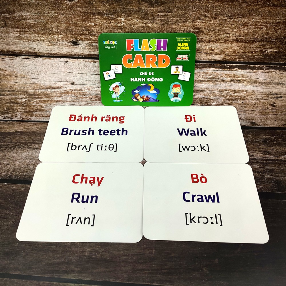 Thẻ Flash Card Song Ngữ Anh Việt TOMCITY Nhiều Chủ Đề Giáo Dục Sớm Cho Bé