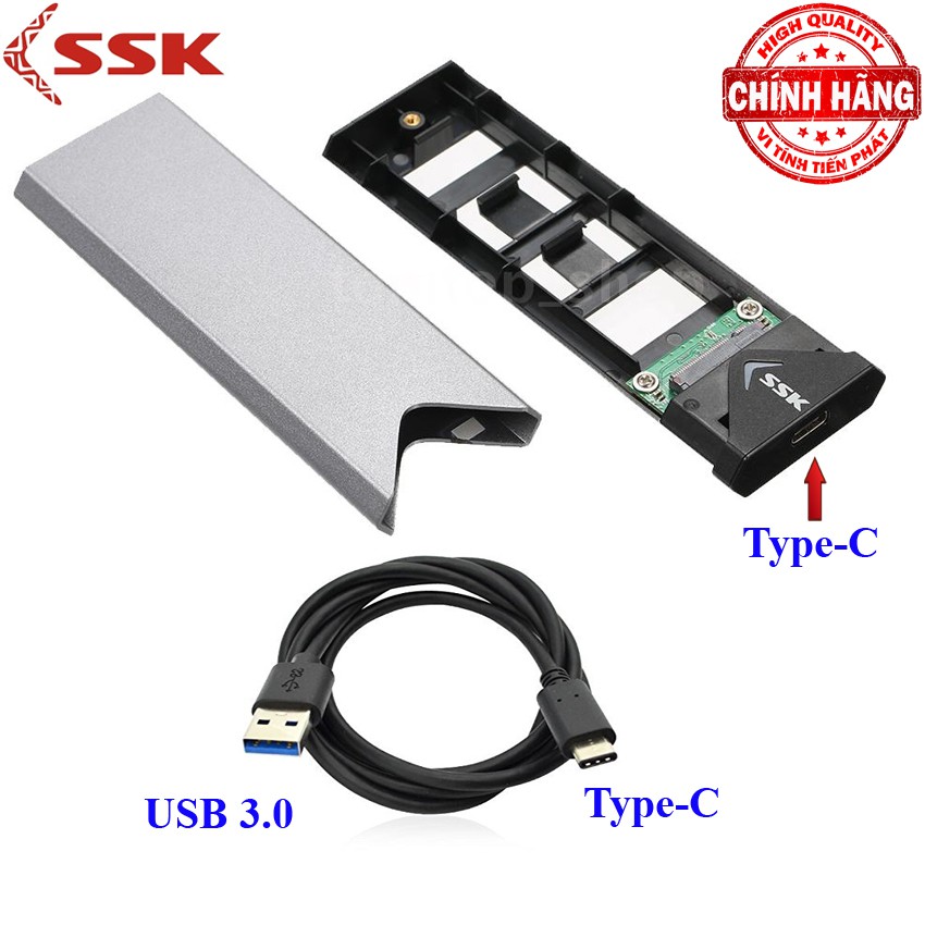 Hộp đựng BOX SSD M.2 SATA | Chuyển SSD M2 Sata sang ổ cứng di động USB 3.0 - SSK SHE-C320 chuẩn USB 3.0 - 5Gbps M.2